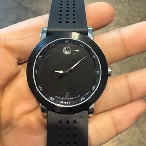 Movado Black and Silver Watch